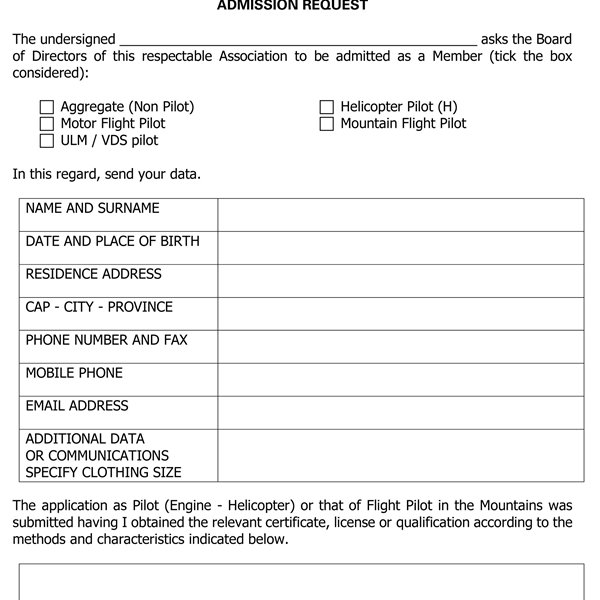 Admission Request - Disclaimer Authorization  For The Pubblication of Photos and Sensitive Data 